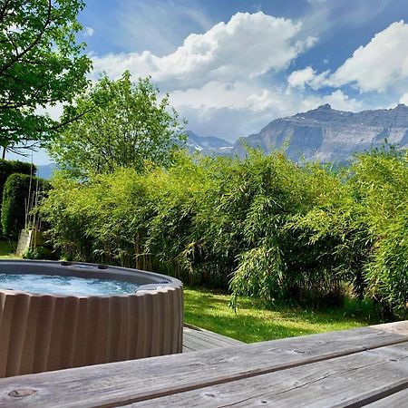 Appartement avec jacuzzi dans chalet privé, grande terrasse, parking gratuit Les Houches Buitenkant foto